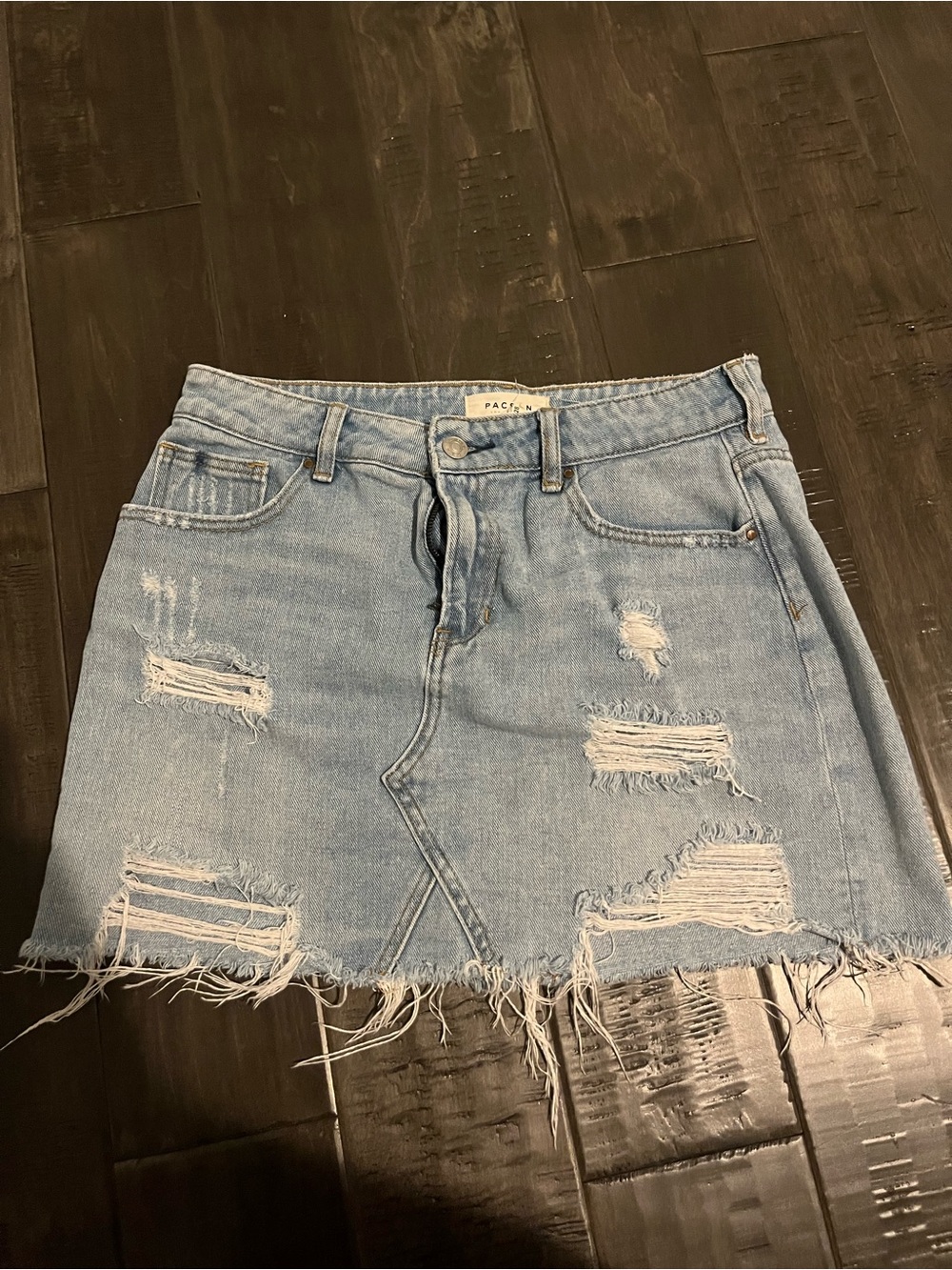 PacSun Light Blue Distressed Denim Mini Skirt